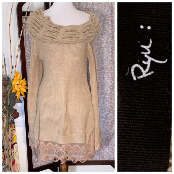 Ryu Dresses & Skirts - Ryu tan knit sweater dress.